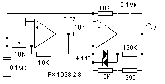 sine wave generator with frequency adjustment