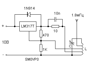 CW transmitter based on integrated voltage regulator circuit