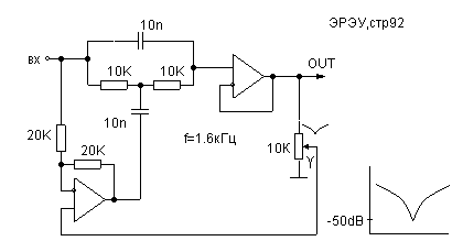 Active notch filter circuit