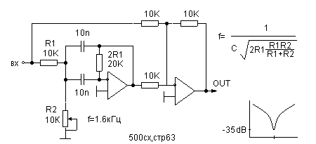 Adjustable notch filter circuit diagram