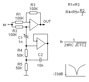 Adjustable notch filter circuit