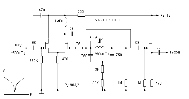 Regenerative notch filter circuit diagram
