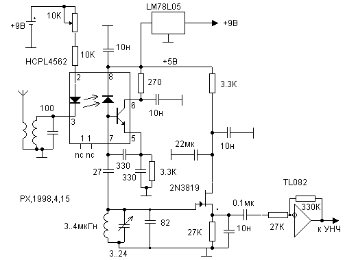 SW regenerative radio based on opto-isolator circuit diagram