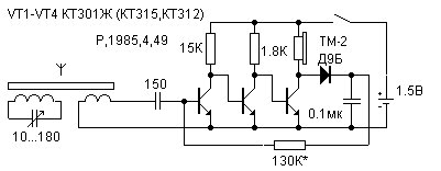 Reflex radio circuit (Reflectional receiver)