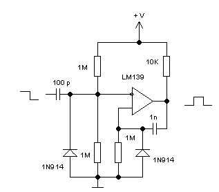 Comparator-monostable multivibrator circuit diagram