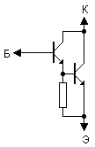 Darlington transistor based on two BJT transistors