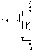 Darlington transistor based on FET and BJT transistors